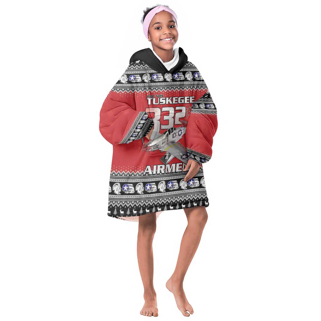 Afro Christmas Tuskegee Red Tails Airmen Kid Wearable Blanket Hoodie Merry Christmas - African Pride