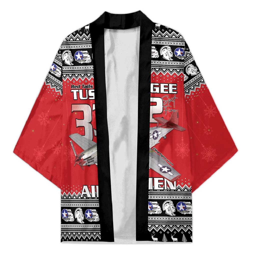 Tuskegee Red Tails Airmen Christmas Kimono P-51 Mustang 332nd Fighter Group
