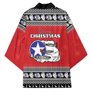 Tuskegee Red Tails Airmen Christmas Kimono P-51 Mustang 332nd Fighter Group