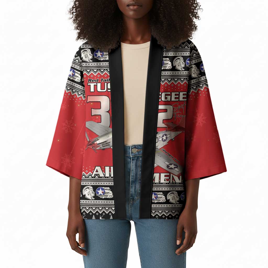 Tuskegee Red Tails Airmen Christmas Kimono P-51 Mustang 332nd Fighter Group