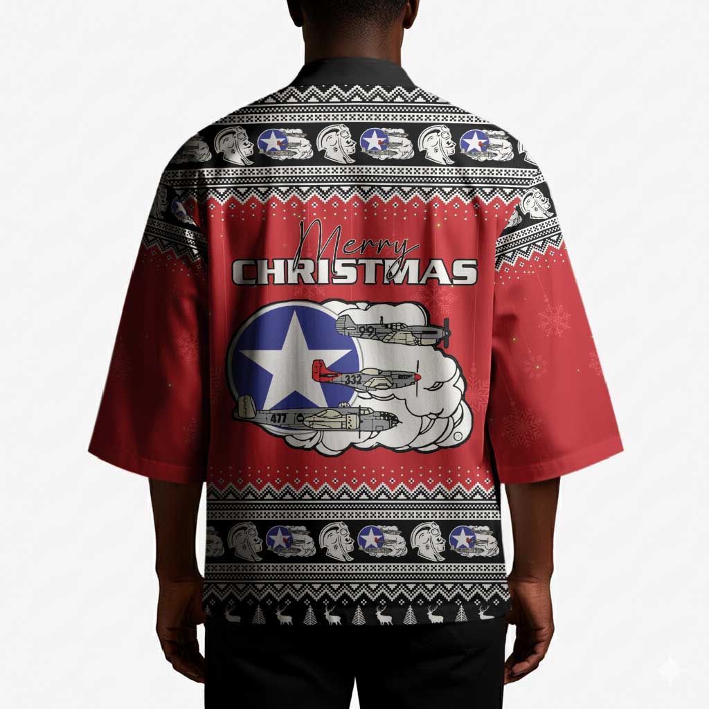 Tuskegee Red Tails Airmen Christmas Kimono P-51 Mustang 332nd Fighter Group