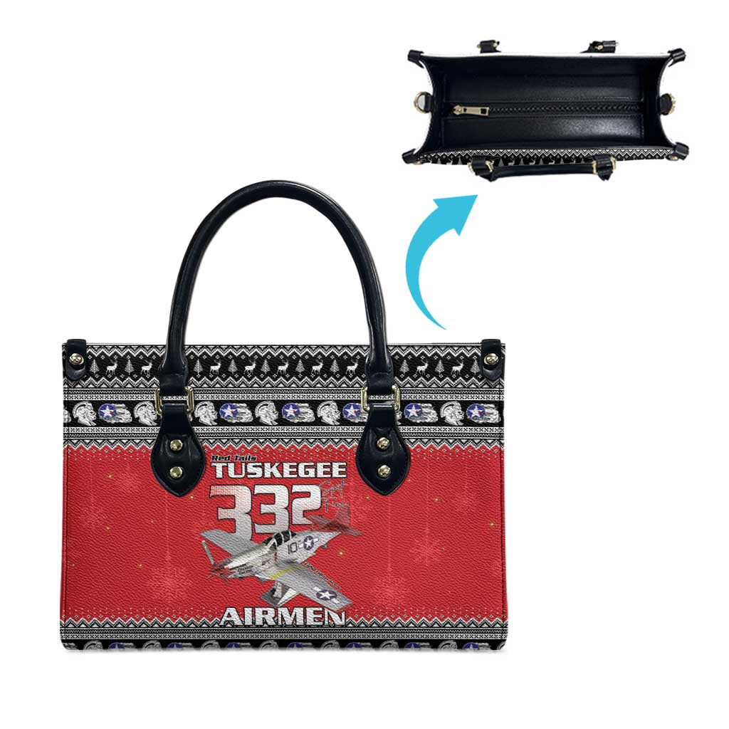 Tuskegee Red Tails Airmen Christmas Leather Bag P-51 Mustang 332nd Fighter Group