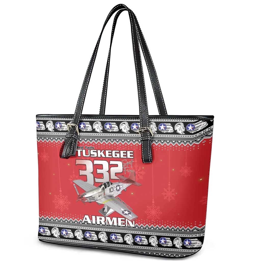 Afro Christmas Tuskegee Red Tails Airmen Leather Tote Bag Merry Christmas - African Pride