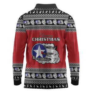 Afro Christmas Tuskegee Red Tails Airmen Long Sleeve Polo Shirt Merry Christmas - African Pride