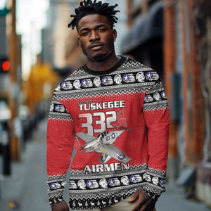 Afro Christmas Tuskegee Red Tails Airmen Long Sleeve Shirt Merry Christmas - African Pride