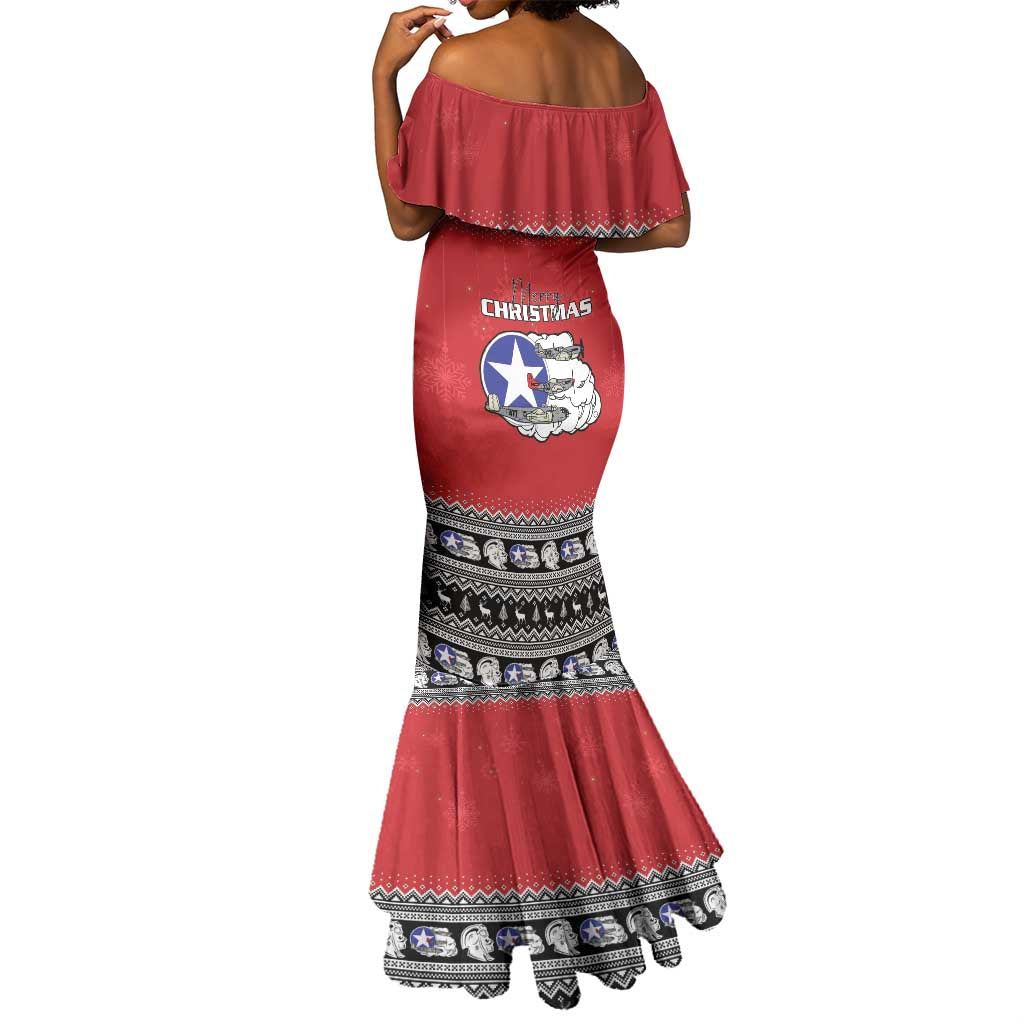 Afro Christmas Tuskegee Red Tails Airmen Mermaid Dress Merry Christmas - African Pride
