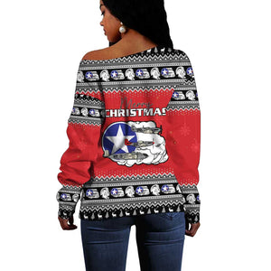 Afro Christmas Tuskegee Red Tails Airmen Off Shoulder Sweater Merry Christmas - African Pride