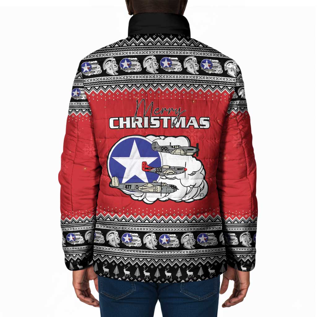 Tuskegee Red Tails Airmen Christmas Padded Jacket P-51 Mustang 332nd Fighter Group