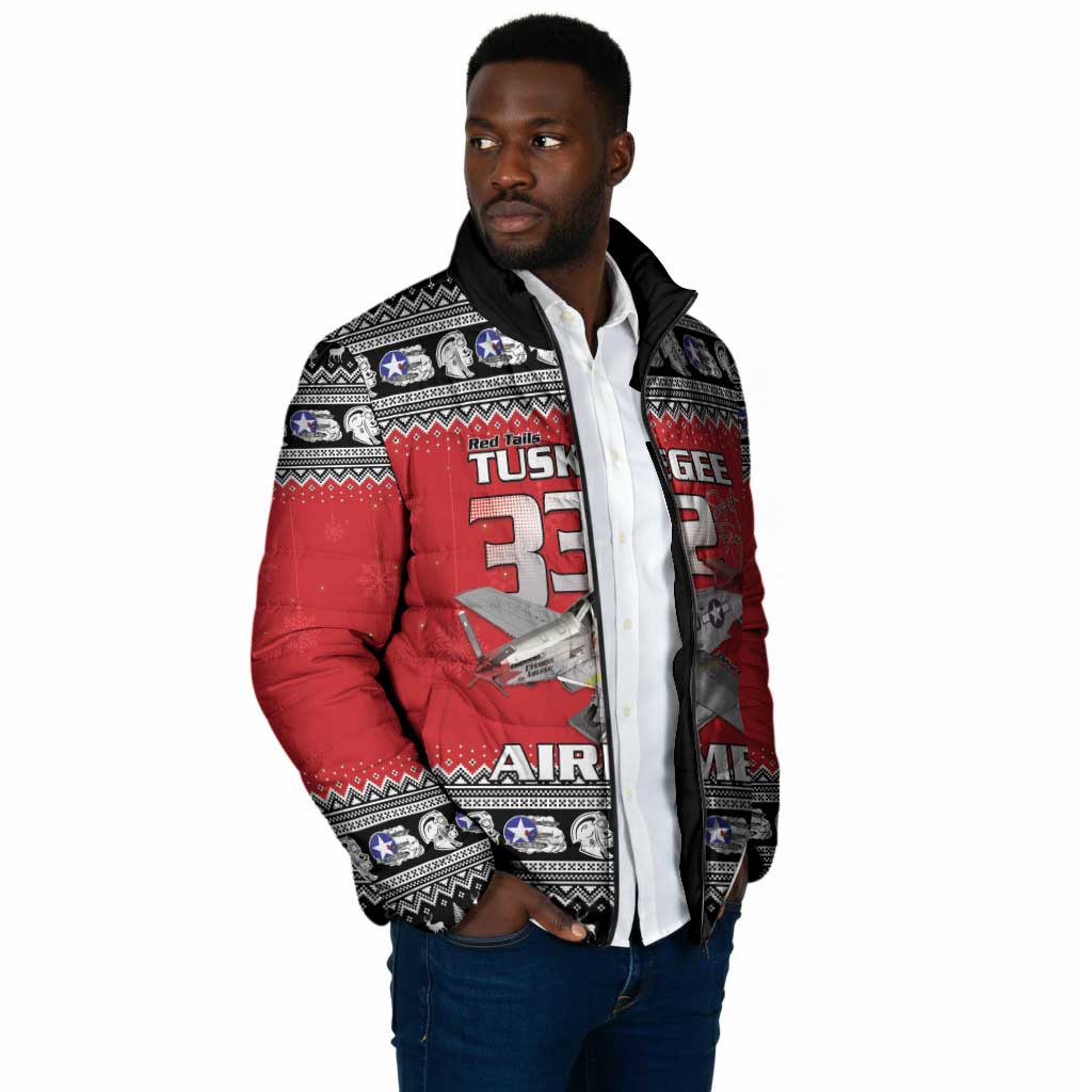 Tuskegee Red Tails Airmen Christmas Padded Jacket P-51 Mustang 332nd Fighter Group