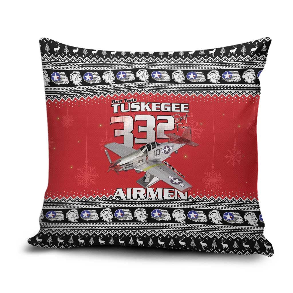 Tuskegee Red Tails Airmen Christmas Pillow Cover P-51 Mustang 332nd Fighter Group