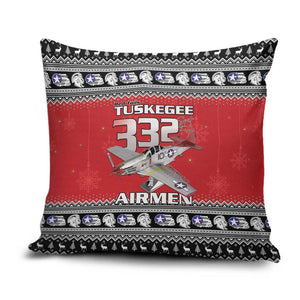 Tuskegee Red Tails Airmen Christmas Pillow Cover P-51 Mustang 332nd Fighter Group