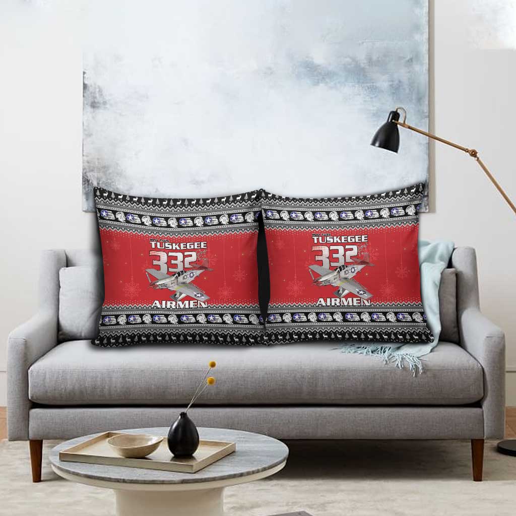 Tuskegee Red Tails Airmen Christmas Pillow Cover P-51 Mustang 332nd Fighter Group