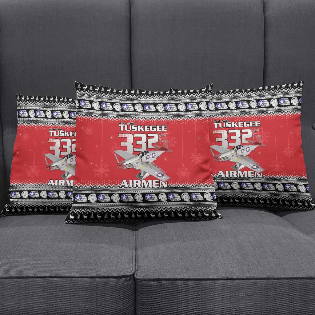 Tuskegee Red Tails Airmen Christmas Pillow Cover P-51 Mustang 332nd Fighter Group