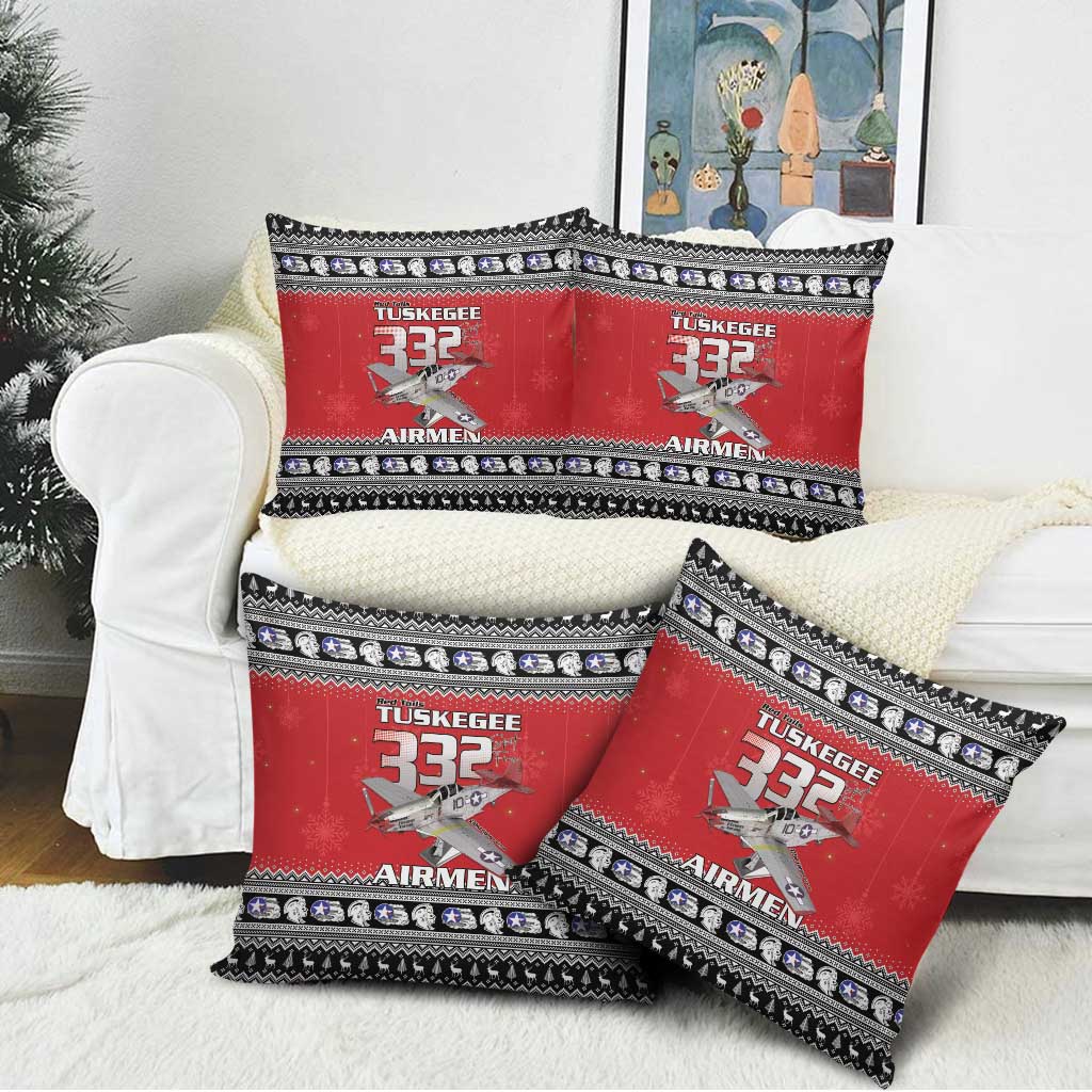 Tuskegee Red Tails Airmen Christmas Pillow Cover P-51 Mustang 332nd Fighter Group