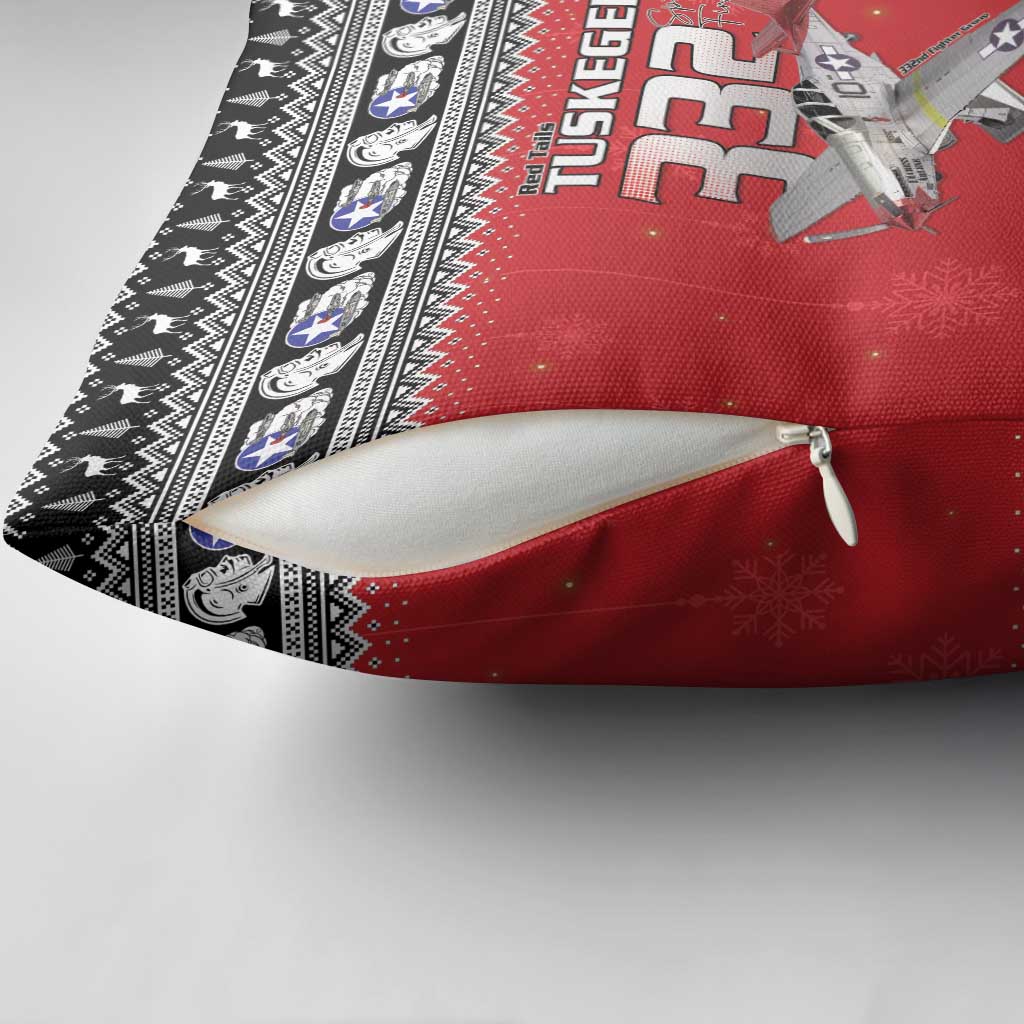 Tuskegee Red Tails Airmen Christmas Pillow Cover P-51 Mustang 332nd Fighter Group