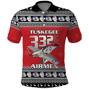 Afro Christmas Tuskegee Red Tails Airmen Polo Shirt Merry Christmas - African Pride
