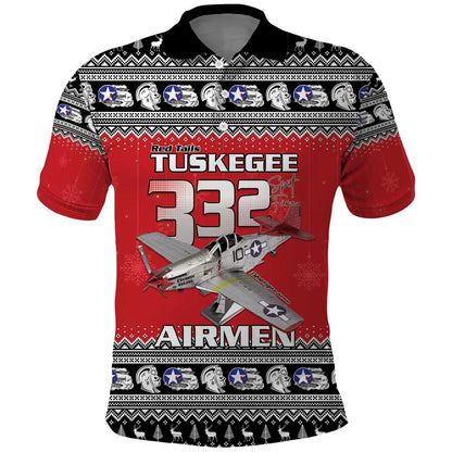 Afro Christmas Tuskegee Red Tails Airmen Polo Shirt Merry Christmas - African Pride