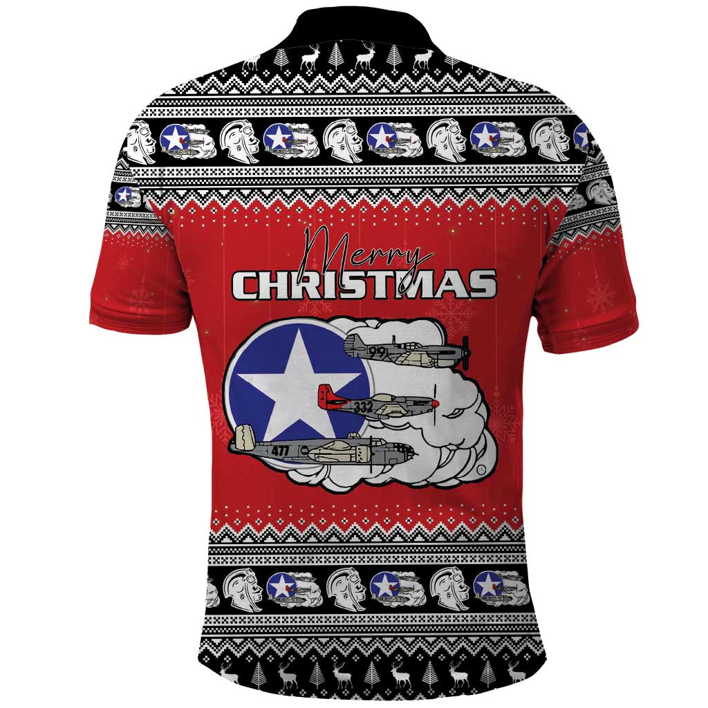 Afro Christmas Tuskegee Red Tails Airmen Polo Shirt Merry Christmas - African Pride