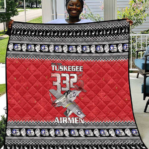 Afro Christmas Tuskegee Red Tails Airmen Quilt Merry Christmas - African Pride