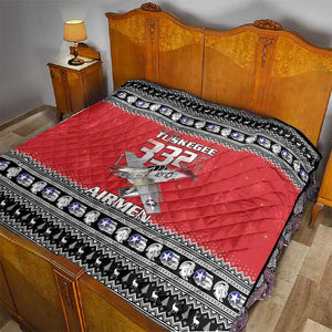 Afro Christmas Tuskegee Red Tails Airmen Quilt Merry Christmas - African Pride