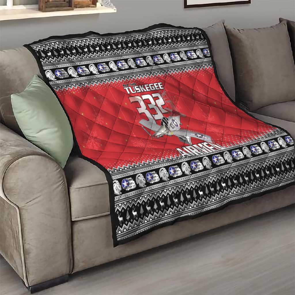 Afro Christmas Tuskegee Red Tails Airmen Quilt Merry Christmas - African Pride