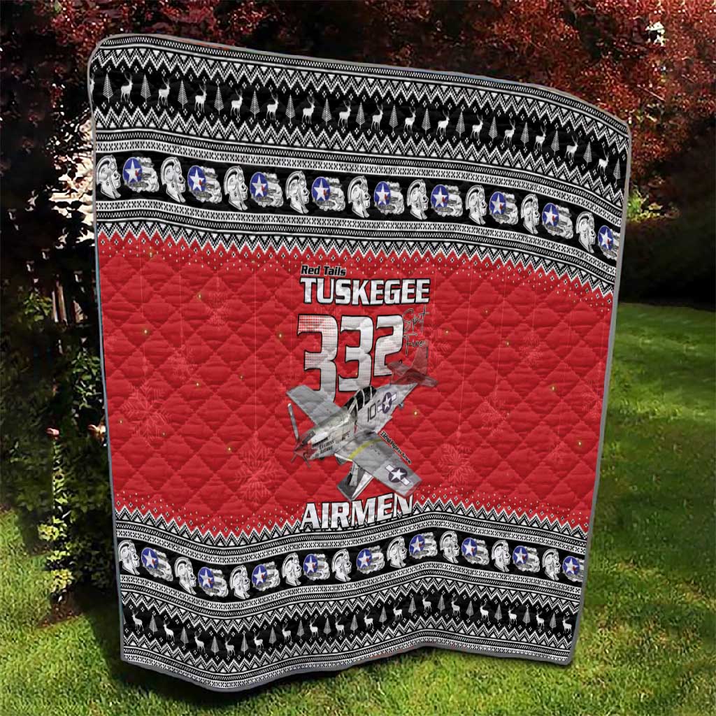 Afro Christmas Tuskegee Red Tails Airmen Quilt Merry Christmas - African Pride