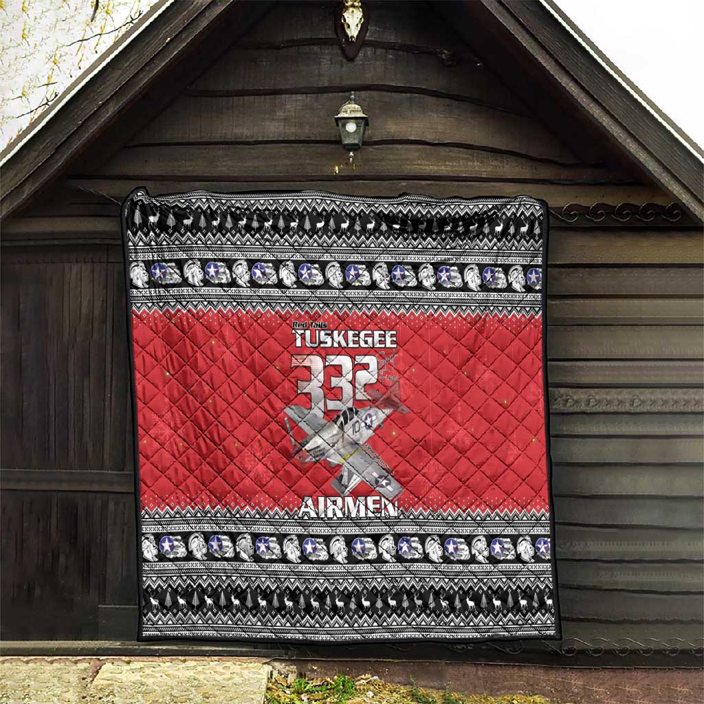 Afro Christmas Tuskegee Red Tails Airmen Quilt Merry Christmas - African Pride