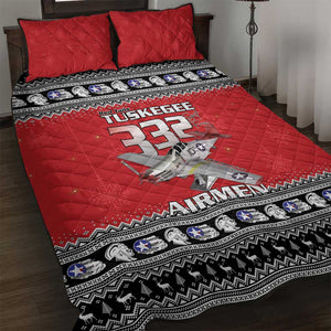 Afro Christmas Tuskegee Red Tails Airmen Quilt Bed Set Merry Christmas - African Pride