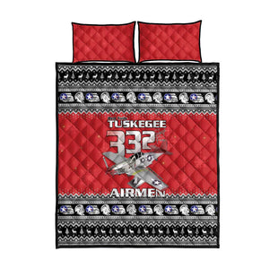 Afro Christmas Tuskegee Red Tails Airmen Quilt Bed Set Merry Christmas - African Pride