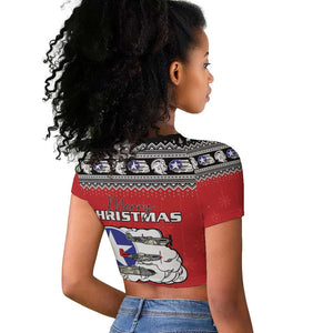 Afro Christmas Tuskegee Red Tails Airmen Raglan Cropped T shirt Merry Christmas - African Pride