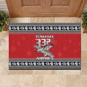 Afro Christmas Tuskegee Red Tails Airmen Rubber Doormat Merry Christmas - African Pride