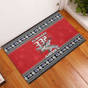 Afro Christmas Tuskegee Red Tails Airmen Rubber Doormat Merry Christmas - African Pride