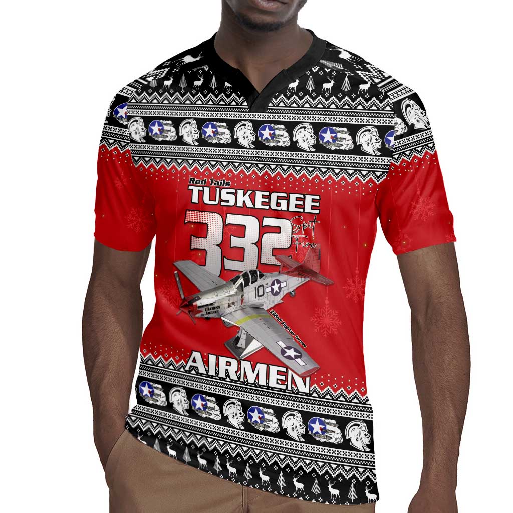 Afro Christmas Tuskegee Red Tails Airmen Rugby Jersey Merry Christmas - African Pride