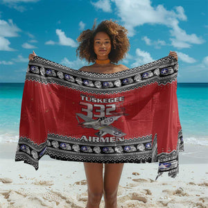 Afro Christmas Tuskegee Red Tails Airmen Sarong Merry Christmas - African Pride
