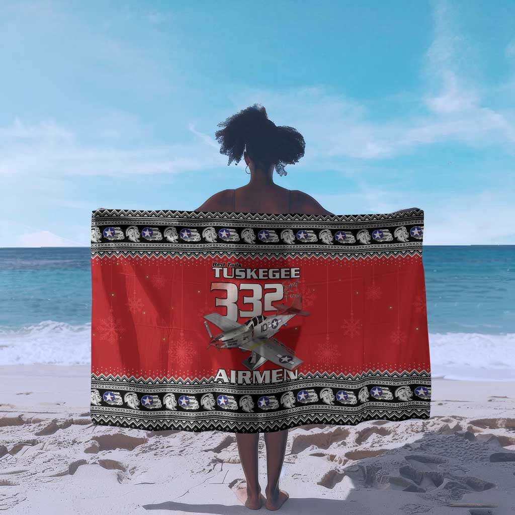 Afro Christmas Tuskegee Red Tails Airmen Sarong Merry Christmas - African Pride