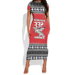 Afro Christmas Tuskegee Red Tails Airmen Short Sleeve Bodycon Dress Merry Christmas - African Pride
