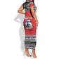 Afro Christmas Tuskegee Red Tails Airmen Short Sleeve Bodycon Dress Merry Christmas - African Pride