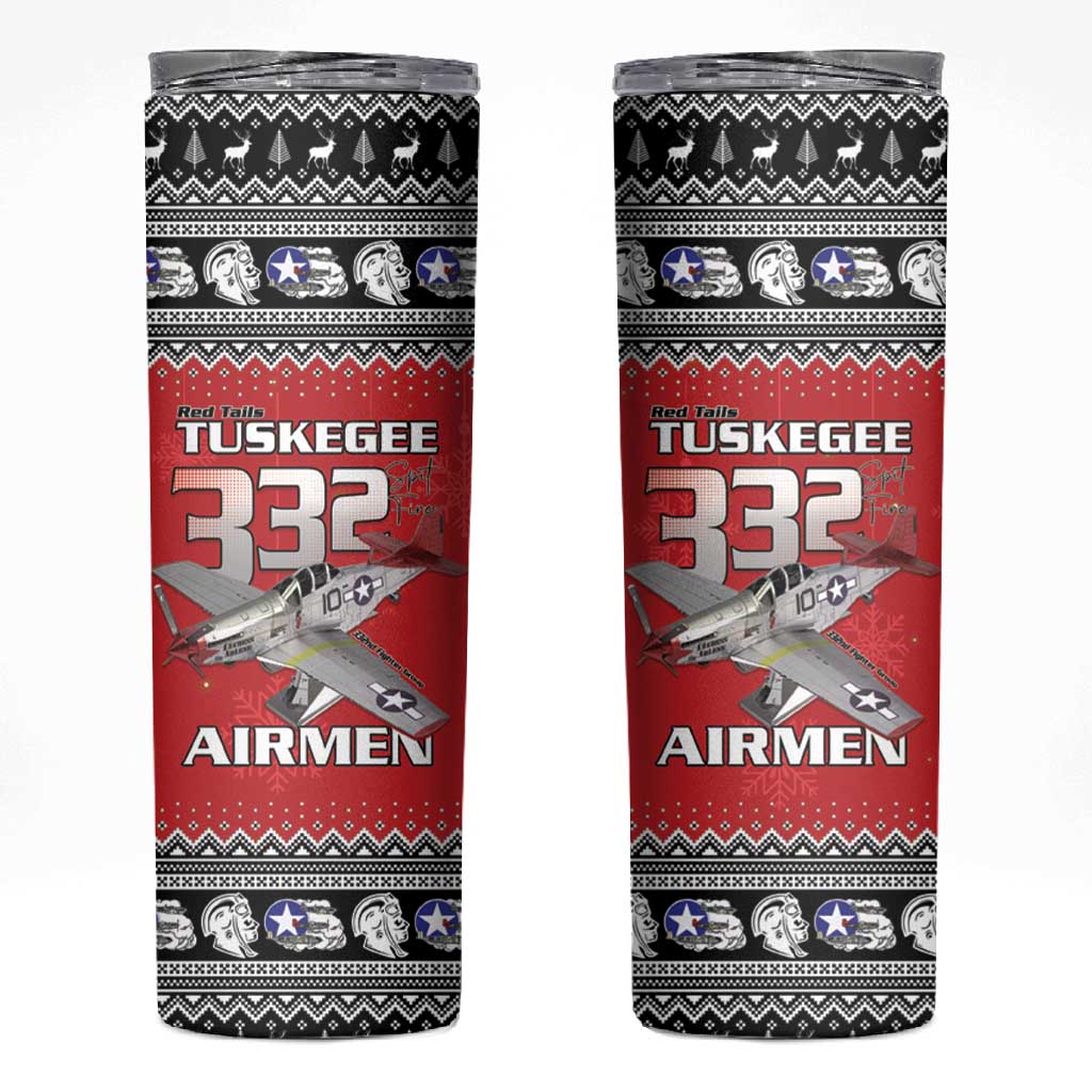 Afro Christmas Tuskegee Red Tails Airmen Skinny Tumbler Merry Christmas - African Pride