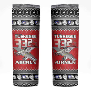 Afro Christmas Tuskegee Red Tails Airmen Skinny Tumbler Merry Christmas - African Pride