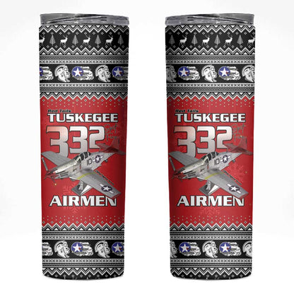 Afro Christmas Tuskegee Red Tails Airmen Skinny Tumbler Merry Christmas - African Pride
