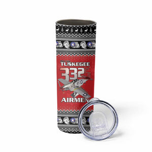 Afro Christmas Tuskegee Red Tails Airmen Skinny Tumbler Merry Christmas - African Pride