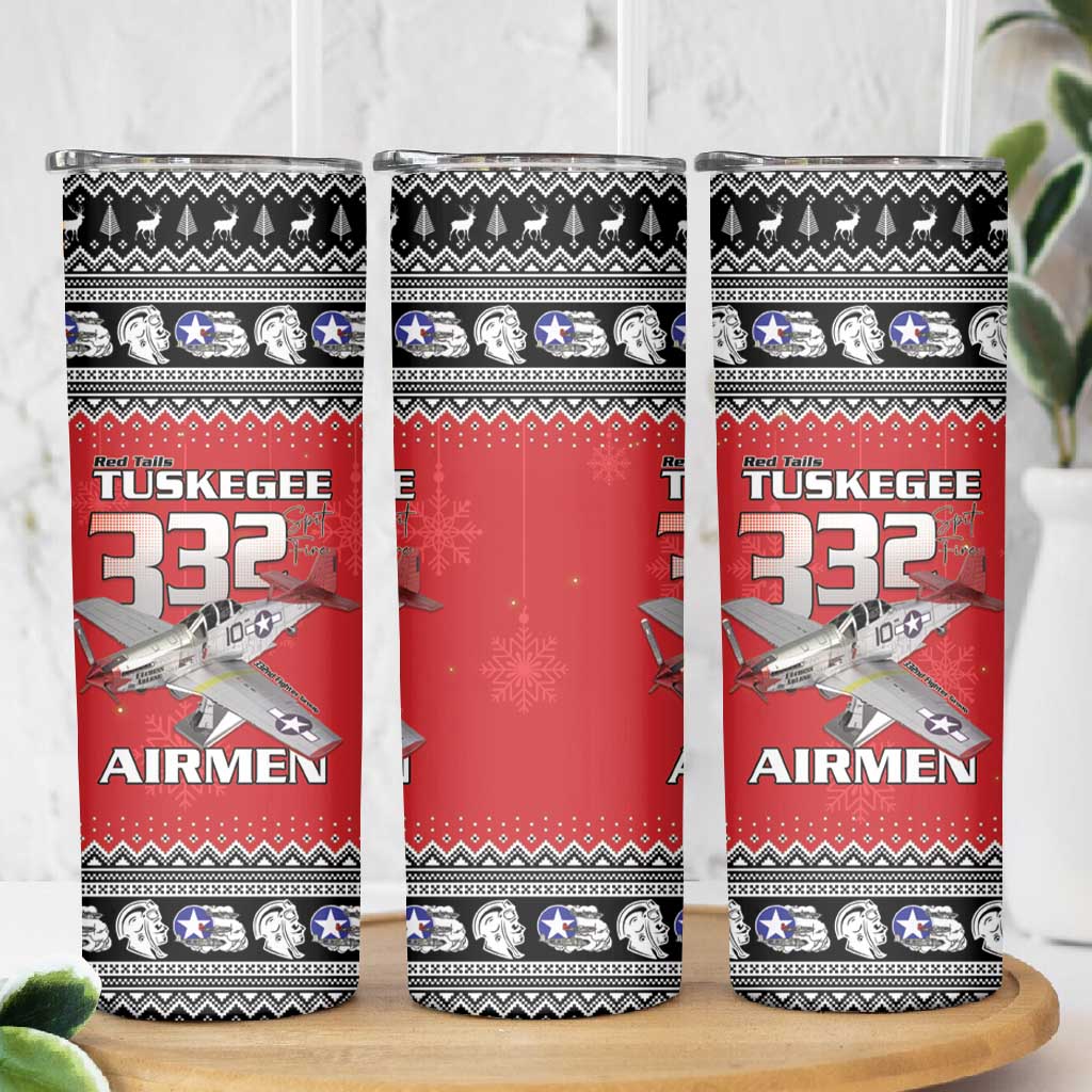 Afro Christmas Tuskegee Red Tails Airmen Skinny Tumbler Merry Christmas - African Pride