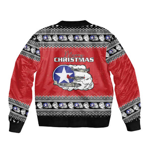 Afro Christmas Tuskegee Red Tails Airmen Sleeve Zip Bomber Jacket Merry Christmas - African Pride