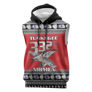 Afro Christmas Tuskegee Red Tails Airmen Sleeveless Hoodie Merry Christmas - African Pride