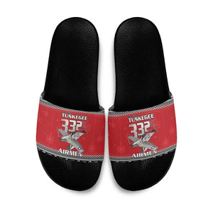 Tuskegee Red Tails Airmen Christmas Slide Sandals P-51 Mustang 332nd Fighter Group