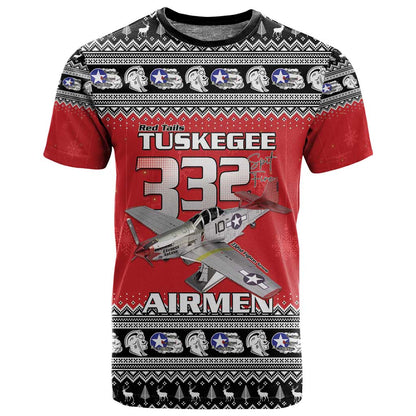 Afro Christmas Tuskegee Red Tails Airmen T shirt Merry Christmas - African Pride