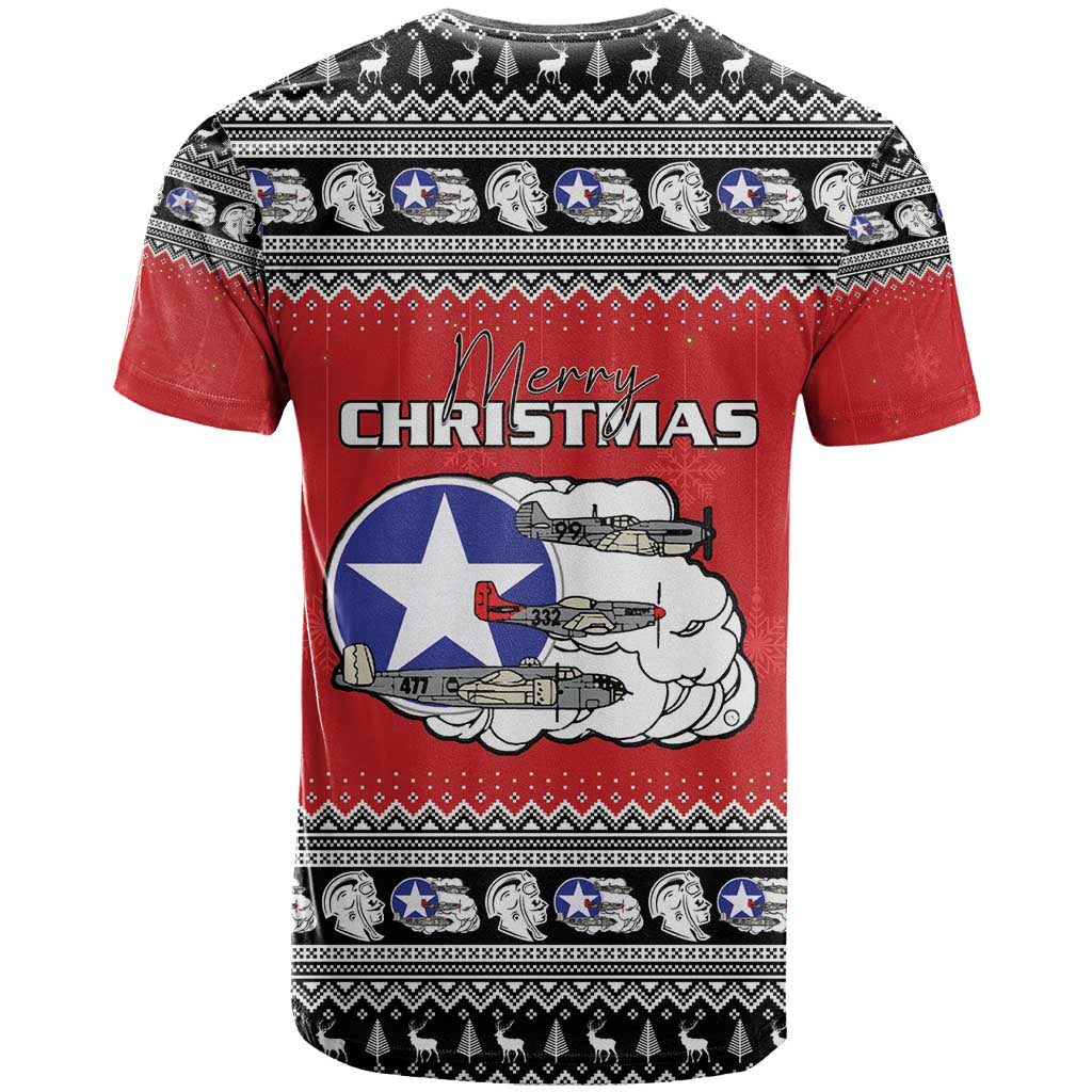 Afro Christmas Tuskegee Red Tails Airmen T shirt Merry Christmas - African Pride
