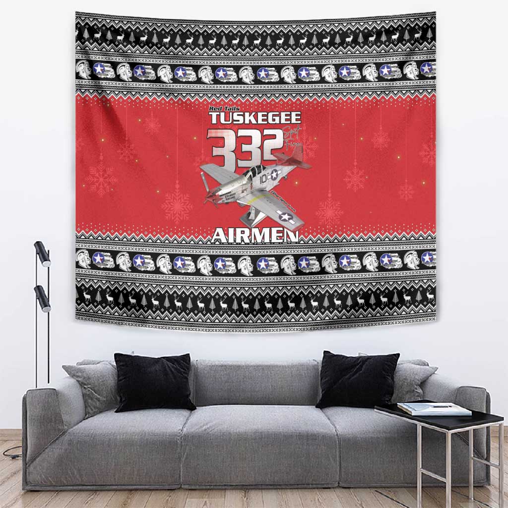 Afro Christmas Tuskegee Red Tails Airmen Tapestry Merry Christmas - African Pride