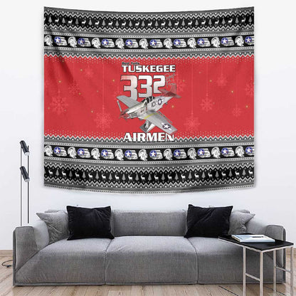 Afro Christmas Tuskegee Red Tails Airmen Tapestry Merry Christmas - African Pride