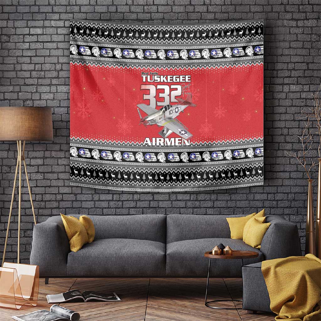 Afro Christmas Tuskegee Red Tails Airmen Tapestry Merry Christmas - African Pride